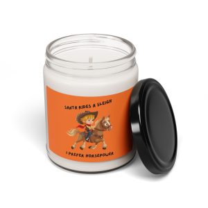Santa Rides a Sleigh, I Prefer Horsepower Scented Christmas Candle – 9oz Soy Wax