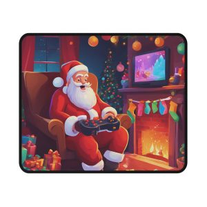 Santa Gaming Mouse Pad Non Slip Christmas Design for Gamers Fireplace