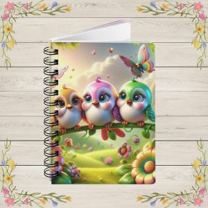Birds Butterflies Flowers Journal, Bird Diary, Pastel Bird Art Notebook, Kawaii Journal