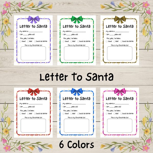 Make Christmas extra magical with this Letter to Santa Printable PDF, available in six festive colors! This adorable holiday template is designed with a bright candy-cane border, glowing Christmas lights, and a cheerful bow at the top—perfect for inspiring little ones to share their wishes with Santa Claus.