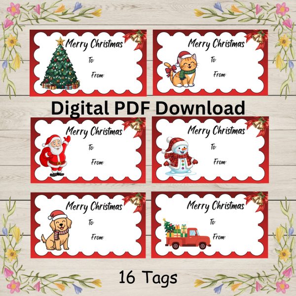 Merry Christmas Red Gift Tags