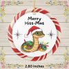 Christmas Ornament, Snake, Merry Hiss-Mas, Reptile Holiday Decor, Ceramic Snake Ornament, Santa Hat, Lights, Funny Snake Lover Gift, Herpetology Christmas Tree Decoration