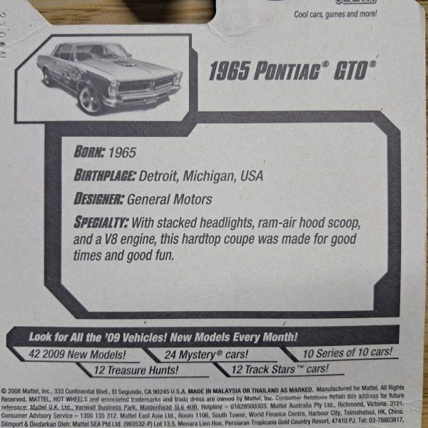 1965 Pontiac GTO 12 Hot Wheels 1965 Pontiac GTO Goat Diecast Vehicle 2008 All Stars Sealed Car Stamped 2003